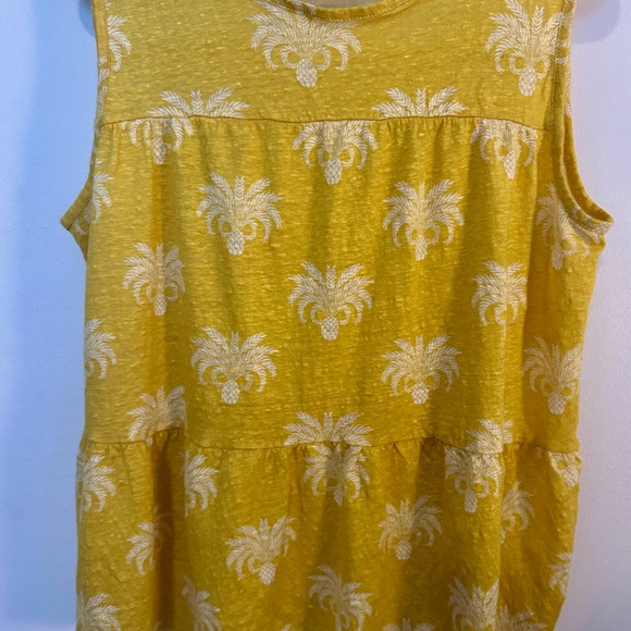 Women Large Yellow Linen Sleeveless Ann Taylor Shirt - Picture 3 of 5
